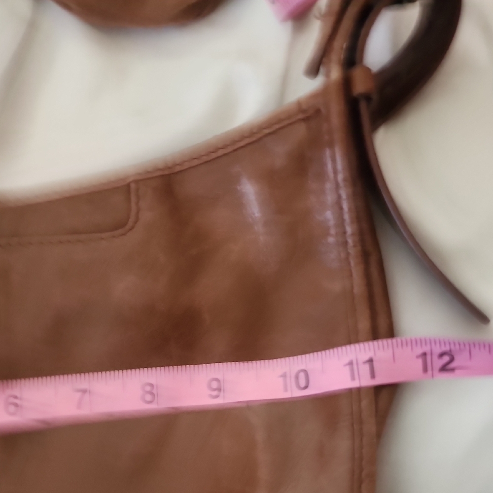 HOBO Vintage Grunge Distressed Rich Brown 100% Genuine Leather Shoulder Bag - Picture 13 of 14